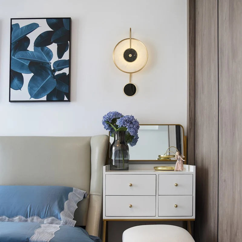 applique murale nordique en marbre avec horloge décorative - vue 5 sur 7