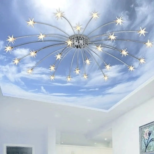plafonnier moderne rond en cristal avec étoiles lumineuses - vue 7 sur 6