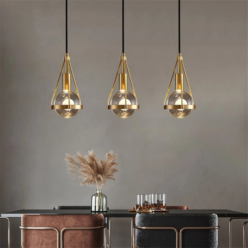lampe suspendue moderne en cristal de cuivre idéale pour restaurant ou bar - vue 4 sur 7