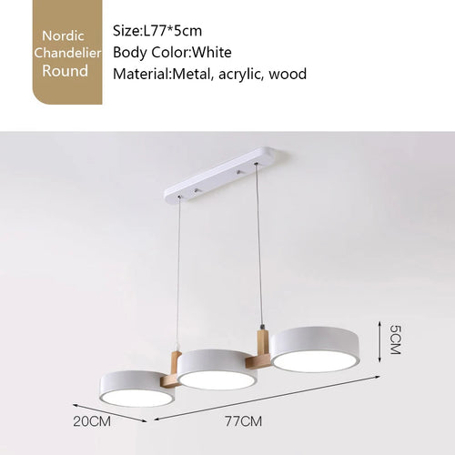 lustre nordique led moderne en bois et métal