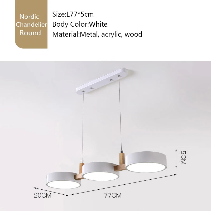 lustre nordique led moderne en bois et métal