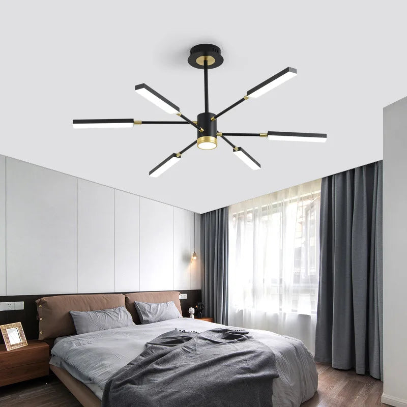 lustre d'art nordique moderne en fer avec éclairage led - vue 5 sur 9