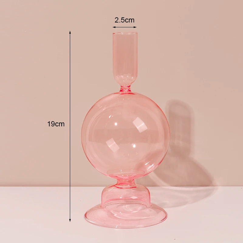 bougeoirs en verre rétro classiques pour décoration de mariage et intérieure - vue 9 sur 17