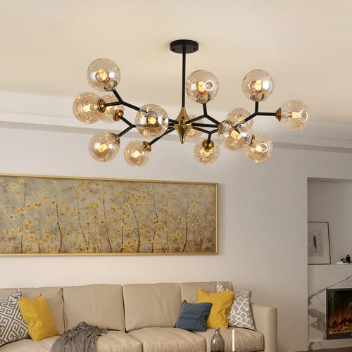 lustre moderne à branches rotatives en verre avec éclairage led - vue 3 sur 14