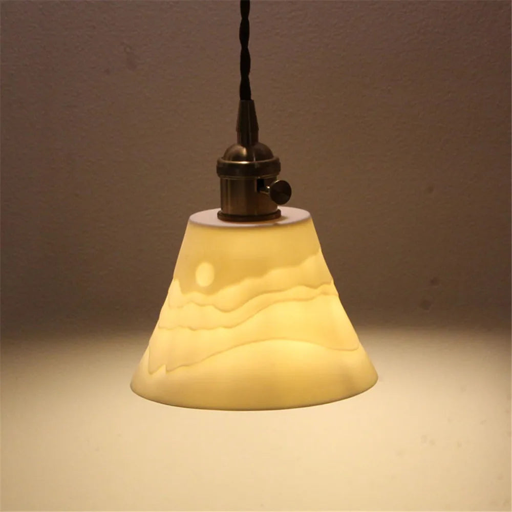 plafonnier moderne rustique céramique abat-jour suspension design loft - vue 6 sur 12