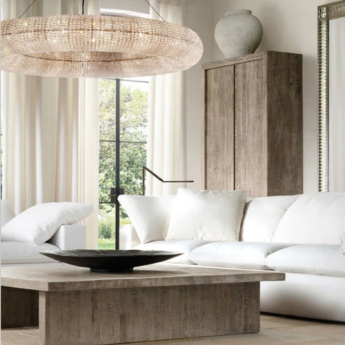 lustre design moderne à led avec anneau en cristal - vue 3 sur 6