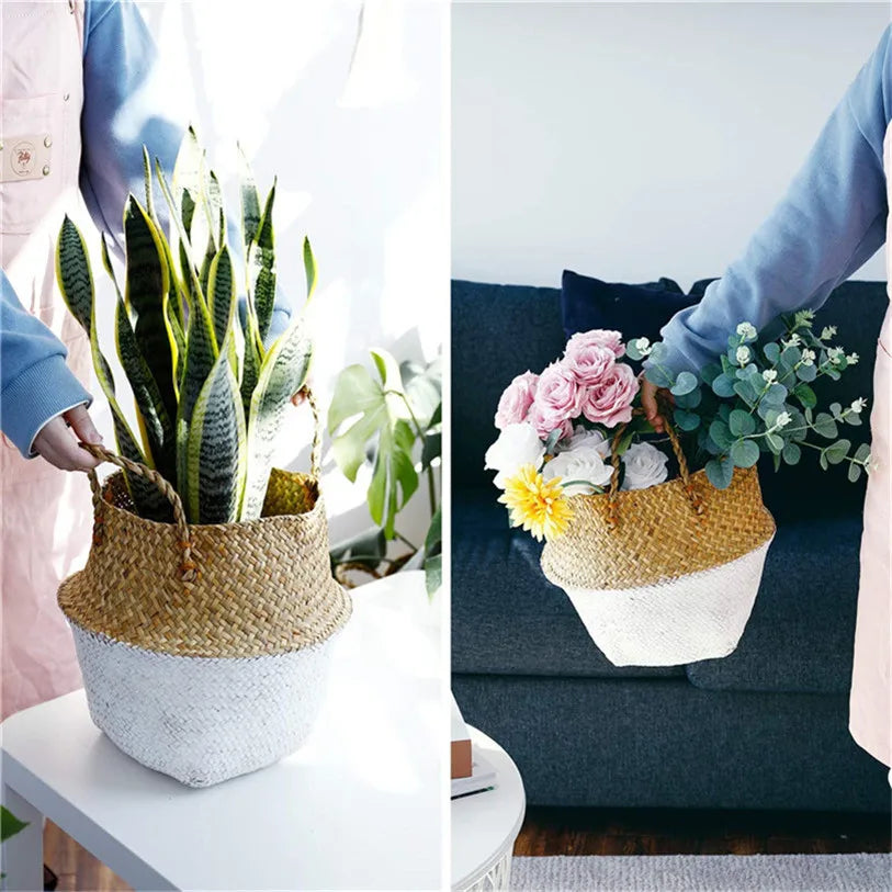 panier pliable en rotin pour rangement fleurs et accessoires - vue 5 sur 14