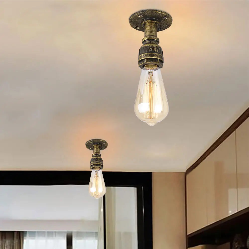 Plafonniers à tuyaux rétro Vintage E27 Loft plafonnier monté en Surface luminaires lampes à tuyaux en fer industriel - vue 4 sur 10