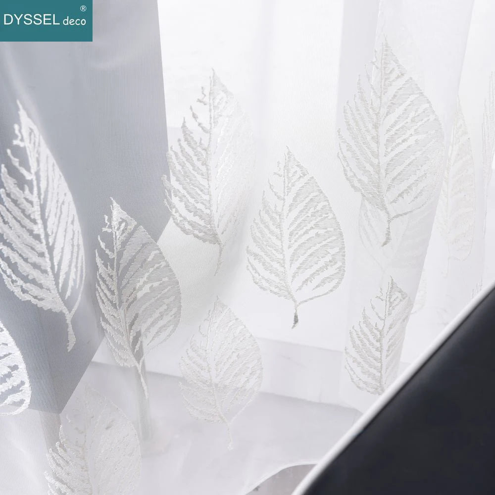Voilage tulle brodé fleurs style européen salon chambre - vue 5 sur 8