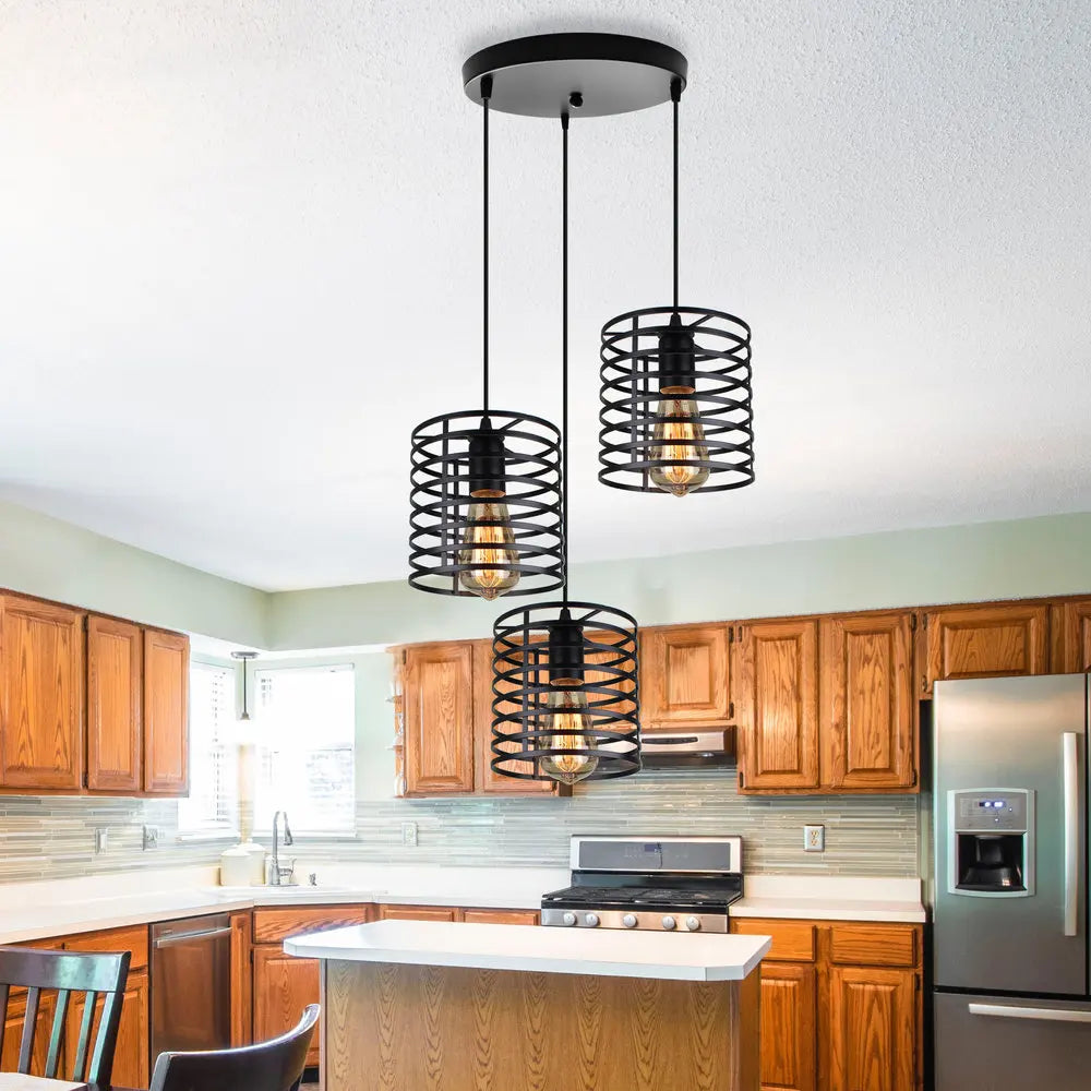 lustre suspendu moderne avec 1/3 têtes led vintage - vue 2 sur 13
