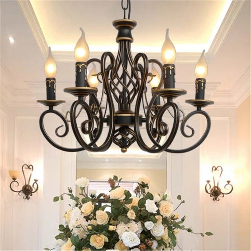 lustre en fer antique cristal rétro éclairage nordique décoratif - vue 6 sur 10