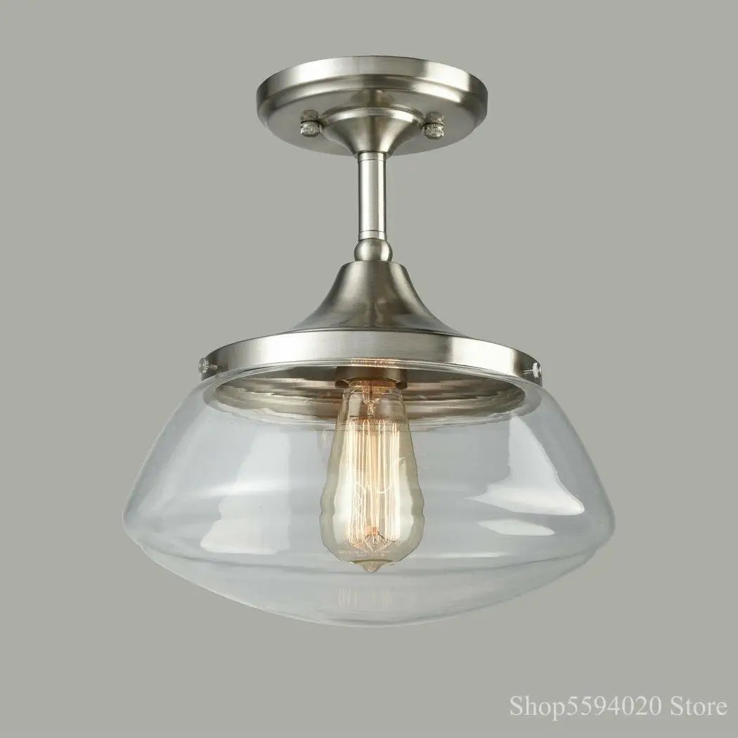 lustre rétro-industriel en cristal clair lumière intérieure - vue 5 sur 8