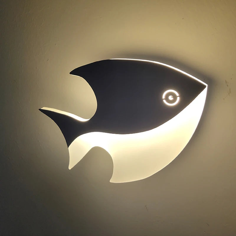 applique murale led créative en acrylique forme poisson pour enfants - vue 2 sur 6