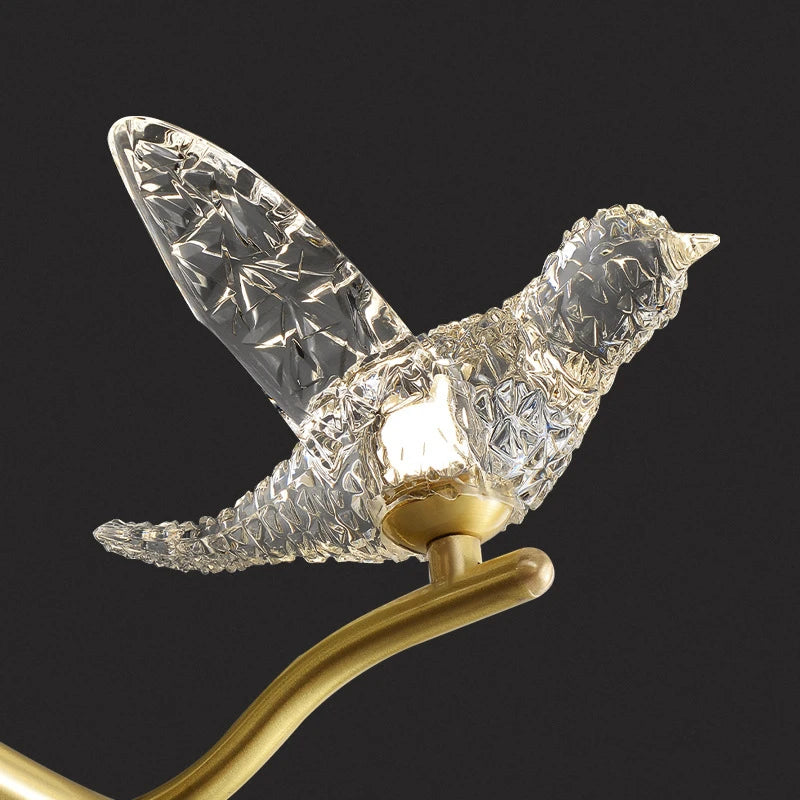 lustre moderne de luxe en cristal avec lampe d'oiseau led - vue 4 sur 9