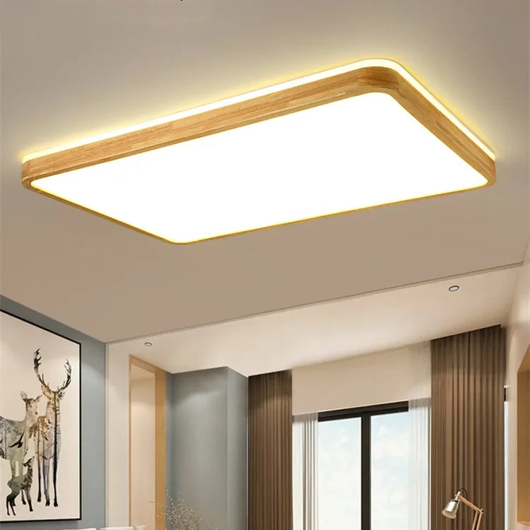 plafonnier led ultra-fin japonais bois massif design moderne 2021 - vue 2 sur 15