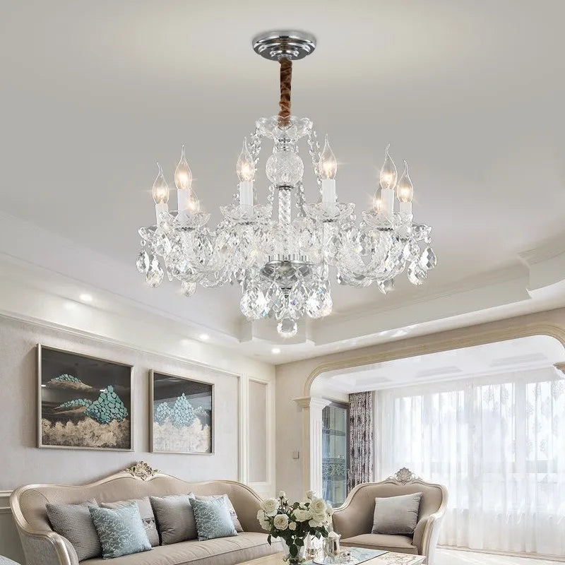 lustre en cristal doré pour décoration intérieure élégante - vue 4 sur 13