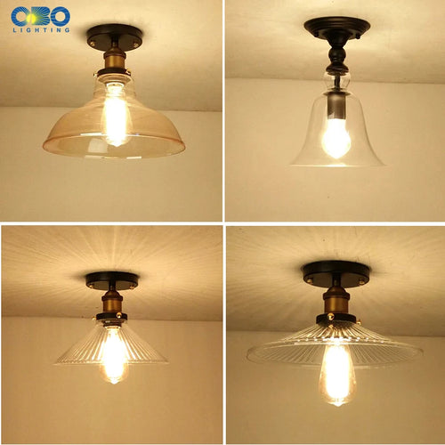 plafonnier vintage en verre pour éclairage intérieur moderne - vue 4 sur 10