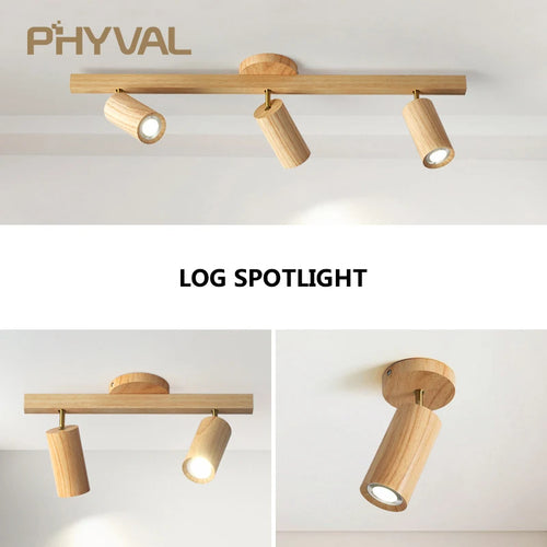 Plafonnier projecteurs spots sur rail LED nordique salon mur allée barre éclairage magasin de vêtements en bois - vue 3 sur 10