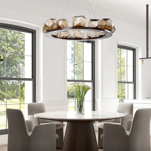 lustre moderne en pierre et verre élégant pour décoration intérieure - vue 6 sur 6
