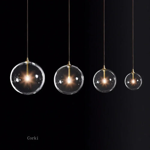suspension en verre transparent à bulles moderne et vintage - vue 3 sur 9
