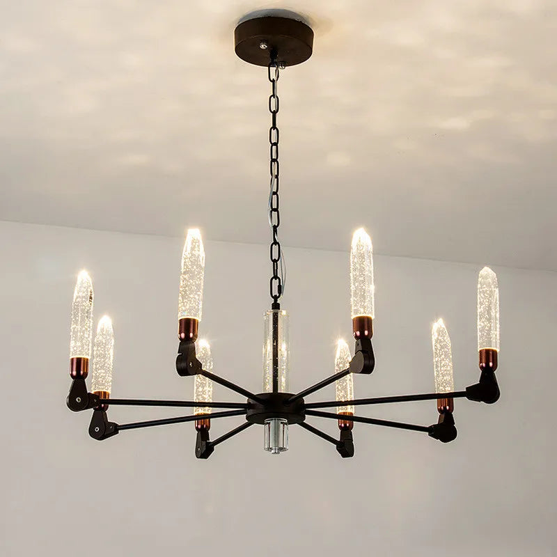 lustre nordique créatif en fer et cristal moderne - vue 1 sur 19