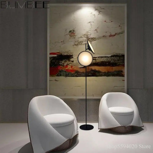 lampadaire led design nordique double corne éclairage moderne - vue 3 sur 7