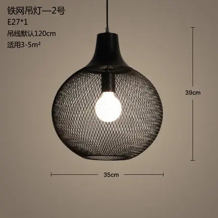 lustre cage à oiseaux style loft rétro en fer créatif minimaliste - vue 10 sur 18