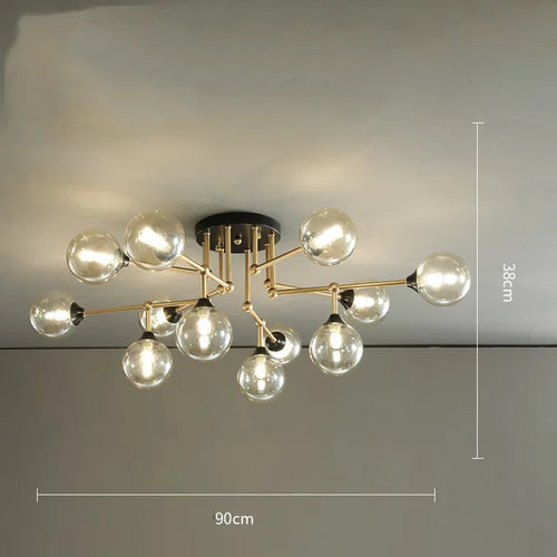 lustre moderne en verre avec éclairage décoratif design contemporain - vue 9 sur 12