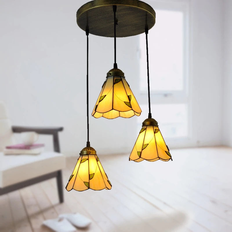 lampe de table tiffany moderne trois niveaux éclairage dôme décoratif - vue 10 sur 10