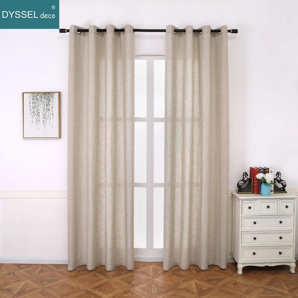 Rideau effet lin rayures style américain salon chambre - vue 4 sur 6