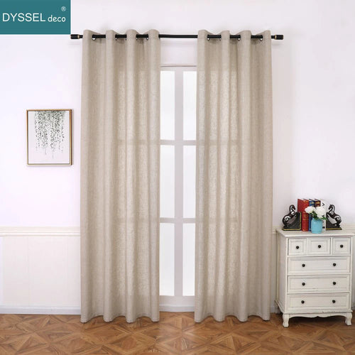 Rideau effet lin rayures style américain salon chambre - vue 5 sur 6