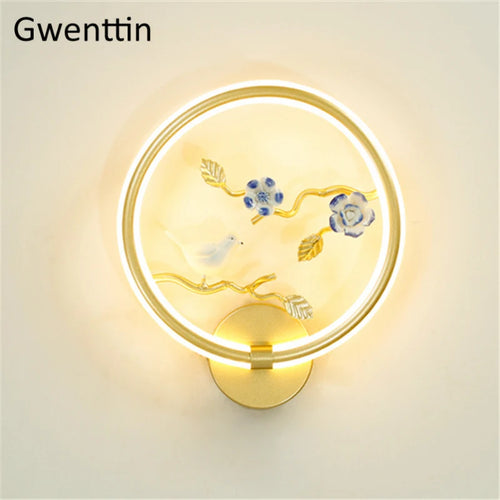 applique murale ronde à led fleur et oiseau décoratif pour intérieur - vue 21 sur 20