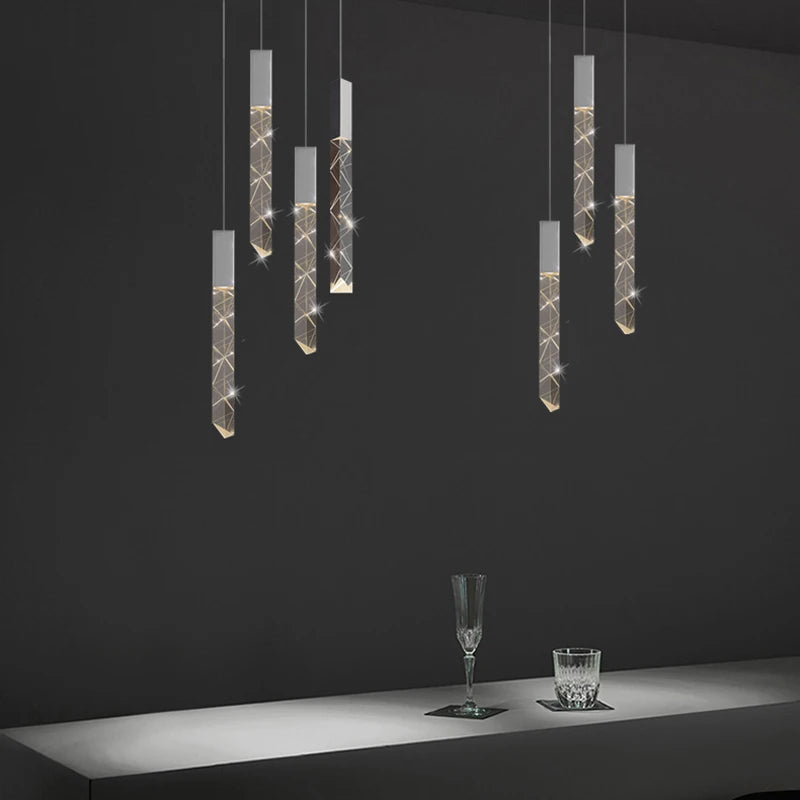 lustre nordique moderne en cristal pour espaces contemporains - vue 4 sur 14