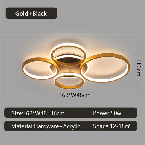 NEO Gleam moderne plafond lustre lumières pour salon étude chambre AC85-265V noir/or couleur led lustre luminaires - vue 11 sur 11
