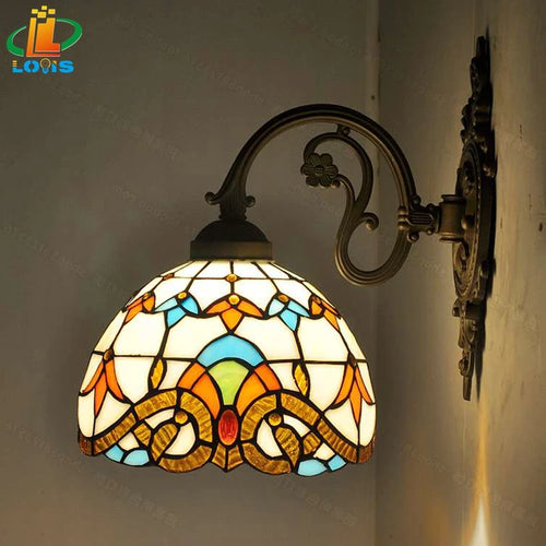 applique murale baroque américaine style tiffany pour éclairage décoratif - vue 13 sur 15