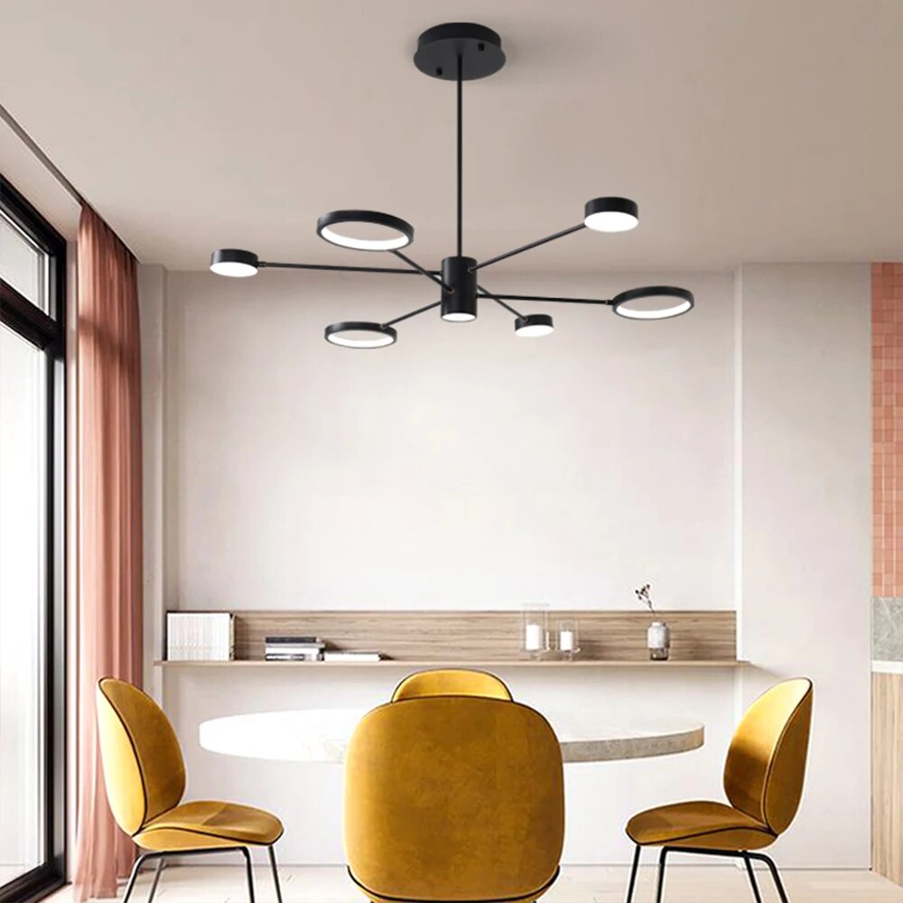 Plafonnier LED multi-têtes en fer noir - vue 4 sur 10