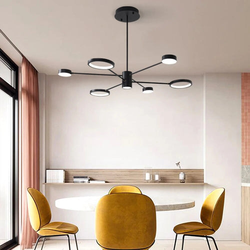 Plafonnier LED multi-têtes en fer noir - vue 5 sur 10