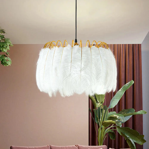 suspension moderne romantique en plumes pour décoration intérieure - vue 5 sur 8