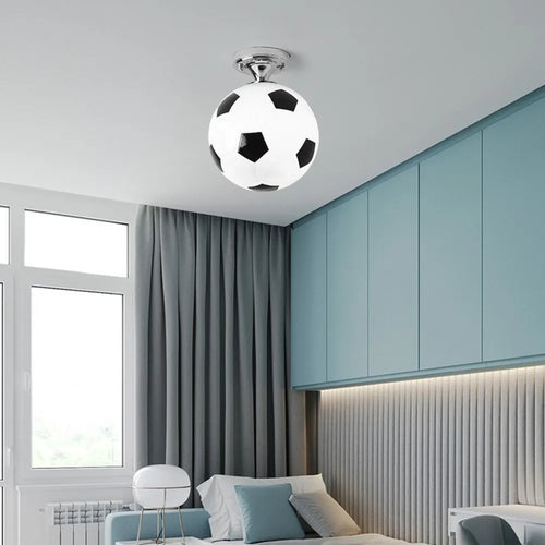 Ballon de Football LED plafonniers 220V E27 Football Bar Club plafonnier créatif enfants garçon chambre décoration luminaire - vue 2 sur 10