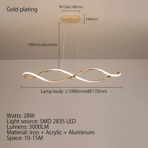 lustre led moderne suspendu avec éclairage et télécommande - vue 9 sur 8