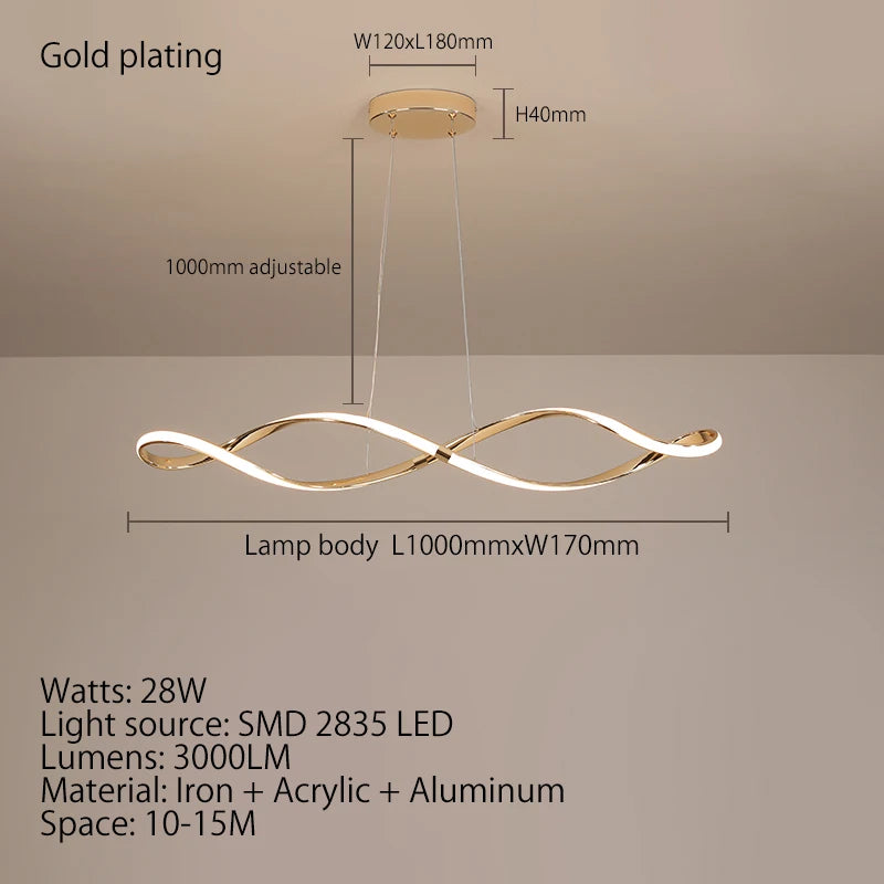 lustre led moderne suspendu avec éclairage et télécommande - vue 8 sur 8