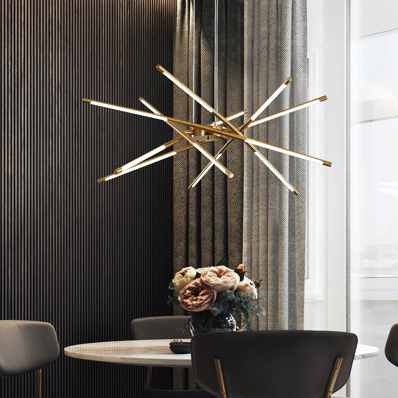 Light luxury style Nordic restaurant chandelier, simple modern atmosphere creative living room bedroom lighting net red led lamp - vue 3 sur 14