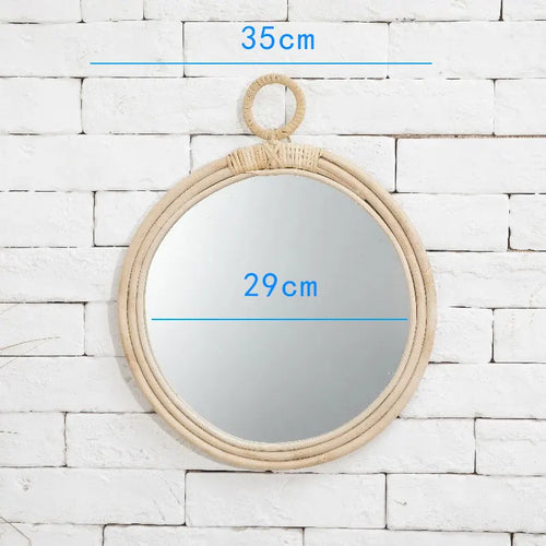miroir en rotin japonais tissé à la main pour décoration moderne - vue 10 sur 12