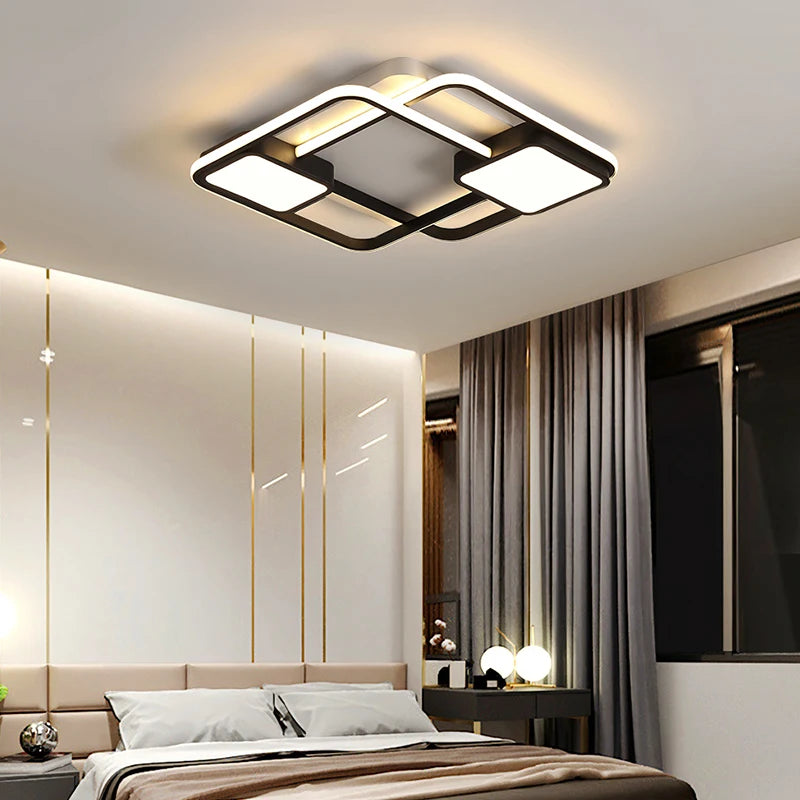 plafonnier led carré et rectangulaire style nordique décoratif - vue 4 sur 9