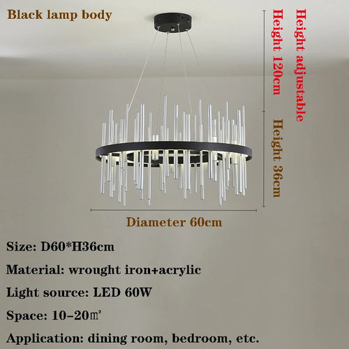 lustre nordique simple en acrylique à haute transmission lumineuse - vue 9 sur 9