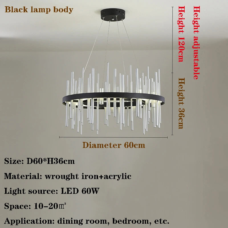 lustre nordique simple en acrylique à haute transmission lumineuse - vue 8 sur 9