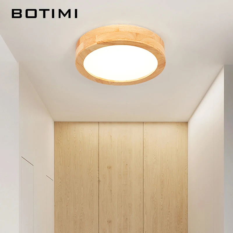 Plafonnier rond japonais en bois naturel - vue 3 sur 9