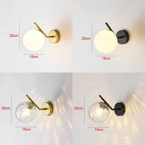 applique murale créative en métal avec boule de verre moderne - vue 2 sur 10