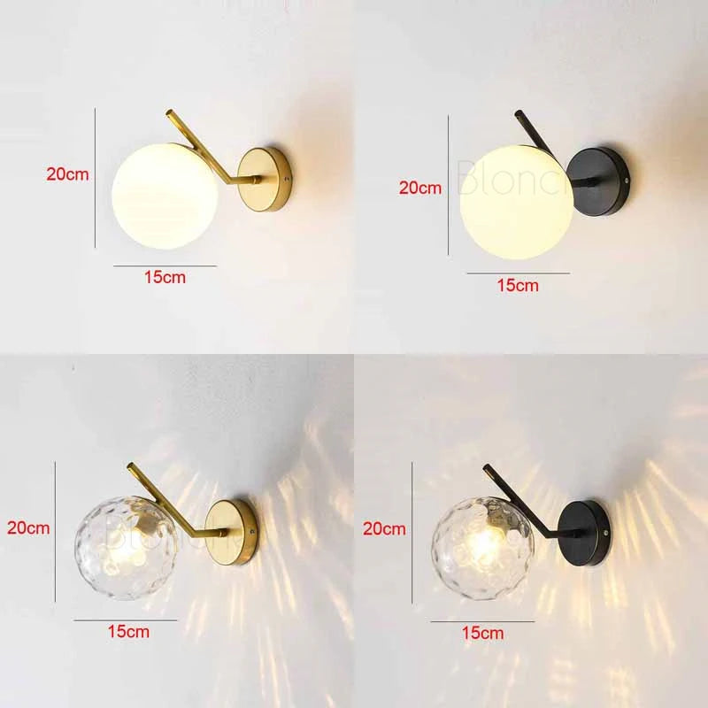 applique murale créative en métal avec boule de verre moderne - vue 1 sur 10