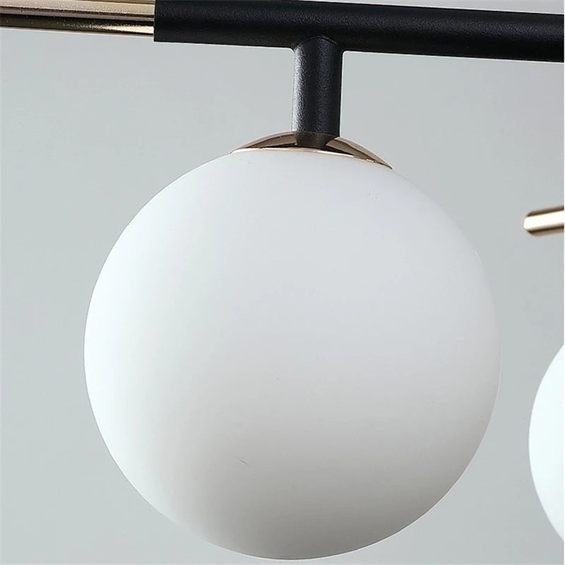 lustre nordique en fer avec boule de verre led pour restaurant - vue 6 sur 20
